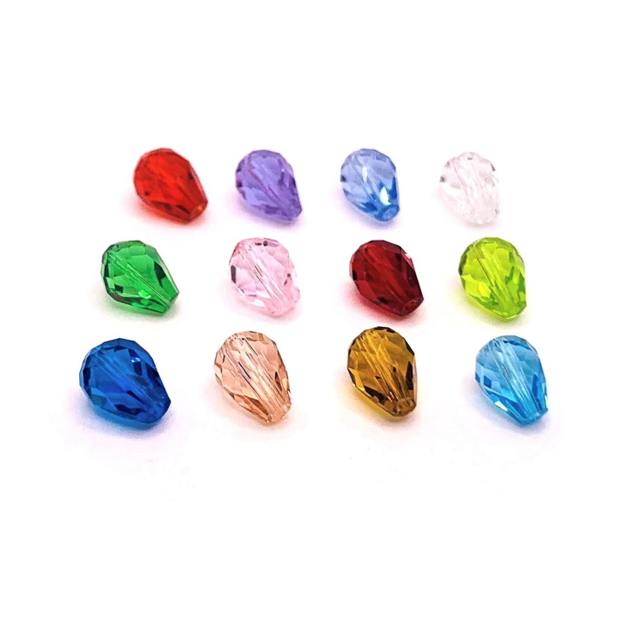 12 or 60 Pieces: 6x8 mm Teardrop Imitation Crystal Birthstone Bead Set